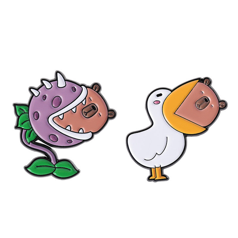 Pin's Broche Email | Cappy Plante Carnivore ou Mouette | Kawaii Mignon | Fun | Humour