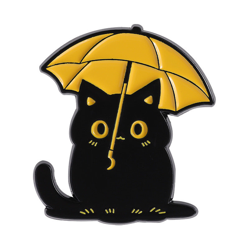 Pin's Broche Email |  Chat ou Canard Parapluie | Chat | Humour Dessin Animé | Kawaii | Fun