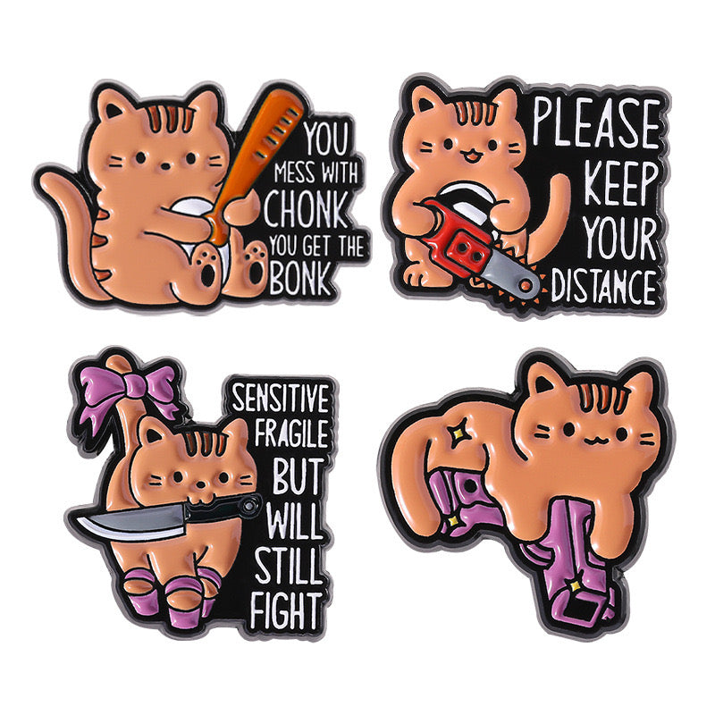 Pin's Broche Email | Chat Couteau Pistolet | Chat | Cute Mignon | Humour Fun | Kawaii