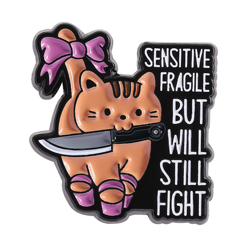 Pin's Broche Email | Chat Couteau Pistolet | Chat | Cute Mignon | Humour Fun | Kawaii
