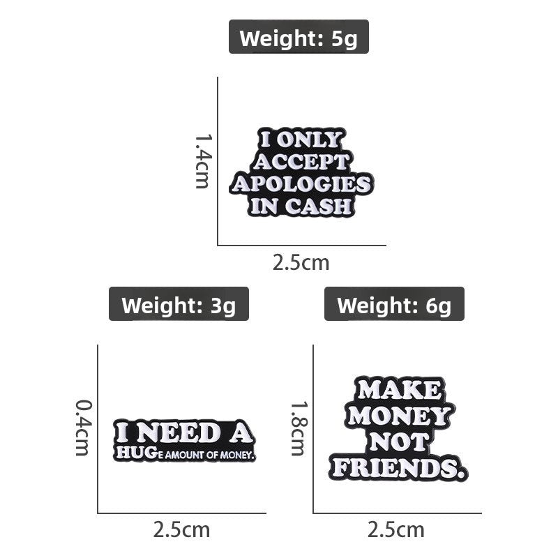 Pin's Broche Email | I make Money Not Friends | Kawaii | Humour Text Fun