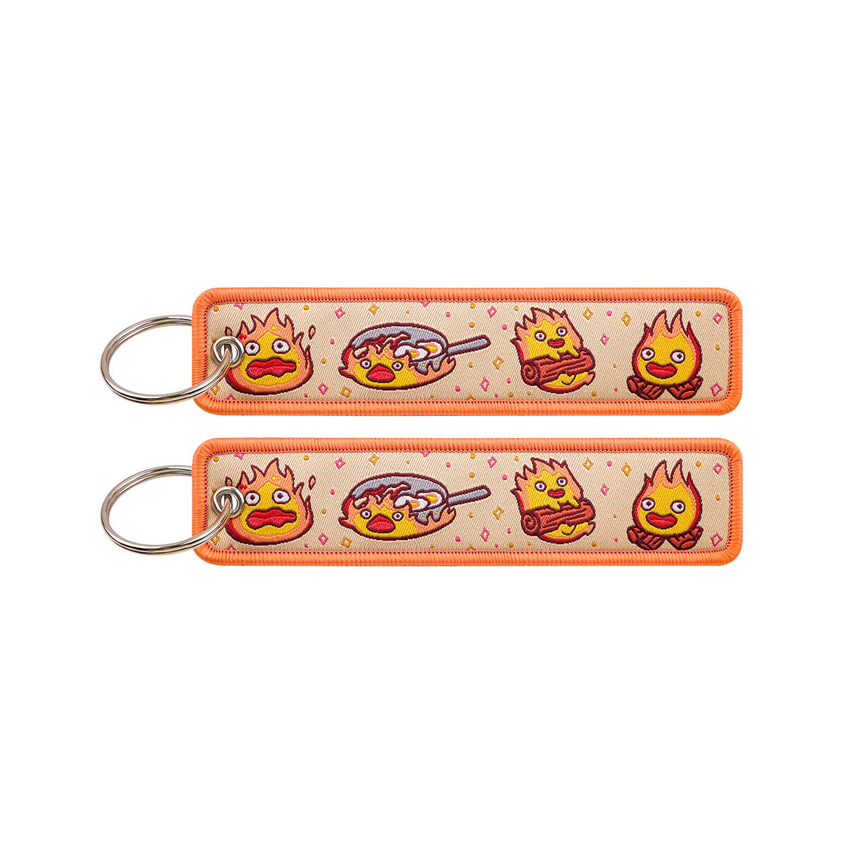 Porte Clés Tissu Brodé | Petit Feu | Mignon | Bande Dessinée | Kawaii