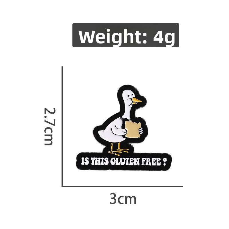 Pin's Broche Email | Canard Tartine Sans Gluten | Mignon | Kawaii | Fun | Humour