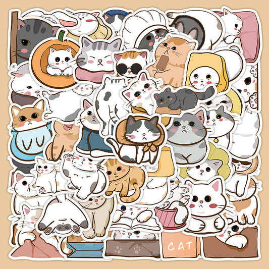 Lot de 10 Stickers | Autocollants | PVC Auto-Adhésif | Mignons Chat | Kawaii