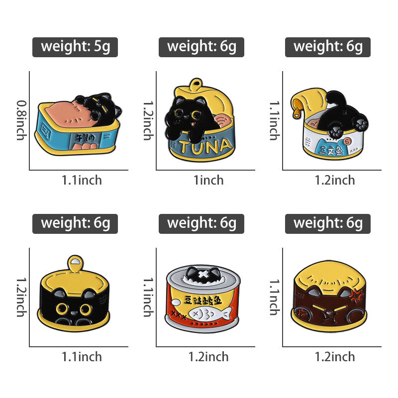 Pin's Broche Email |  Chat Boite de conserve | Amoureux des Chats | Humour Dessin Animé | Kawaii | Fun