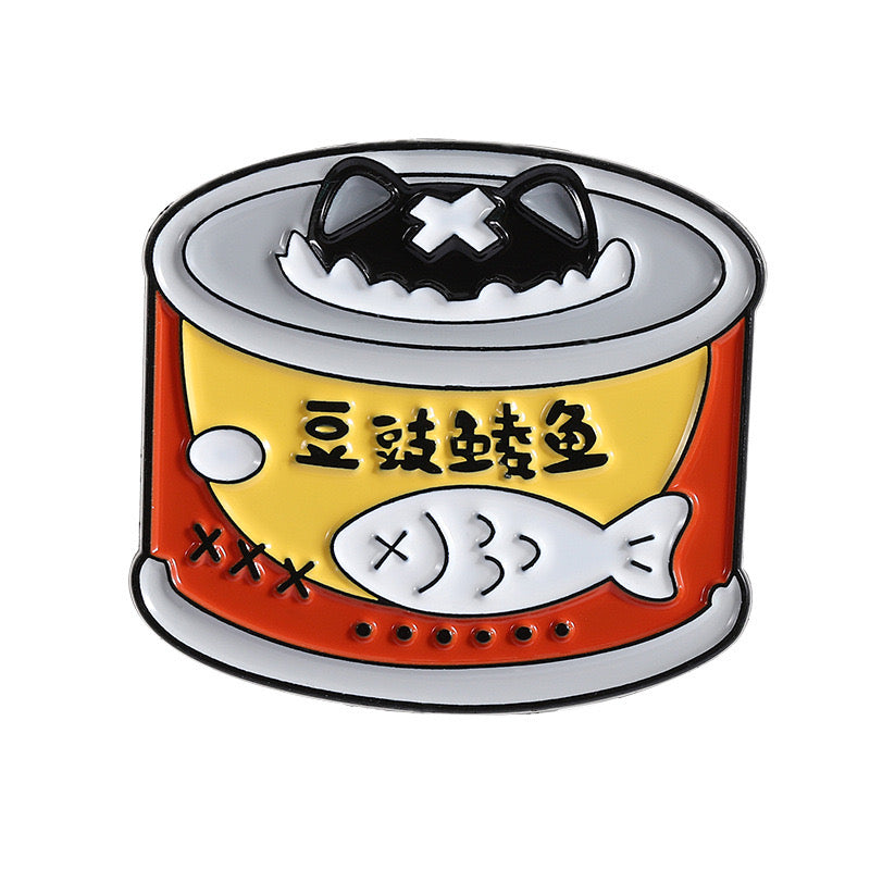 Pin's Broche Email |  Chat Boite de conserve | Amoureux des Chats | Humour Dessin Animé | Kawaii | Fun