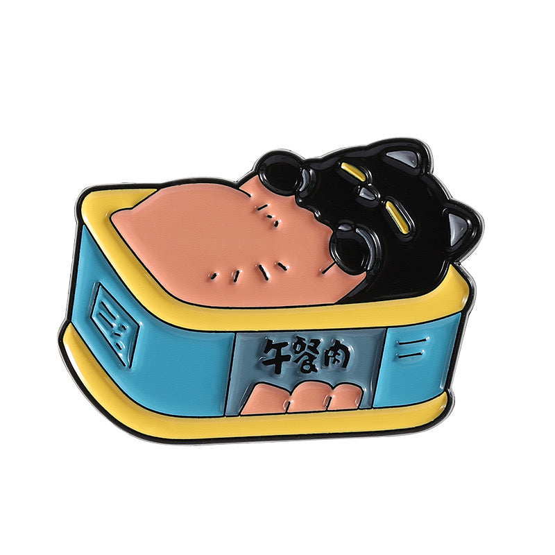 Pin's Broche Email |  Chat Boite de conserve | Amoureux des Chats | Humour Dessin Animé | Kawaii | Fun