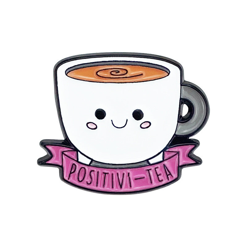 Pin's Broche Email | Mignon Tasse de Thé ou Pot Glace | Jeu de Mots | Kawaii | Fun | Mignon Dessin Animé