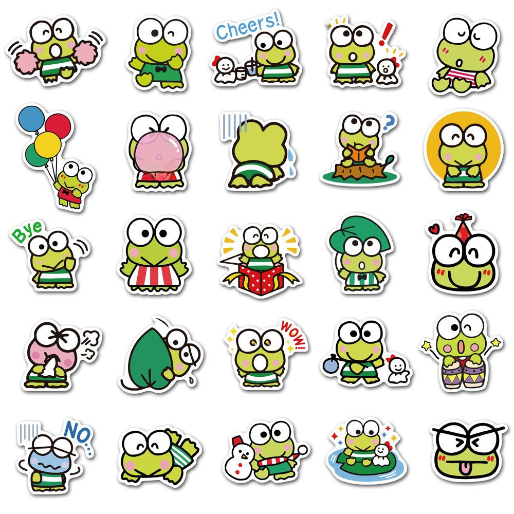 Lot de 10 Stickers | Autocollants | PVC Auto-Adhésif | Mignons Grenouilles | Kawaii