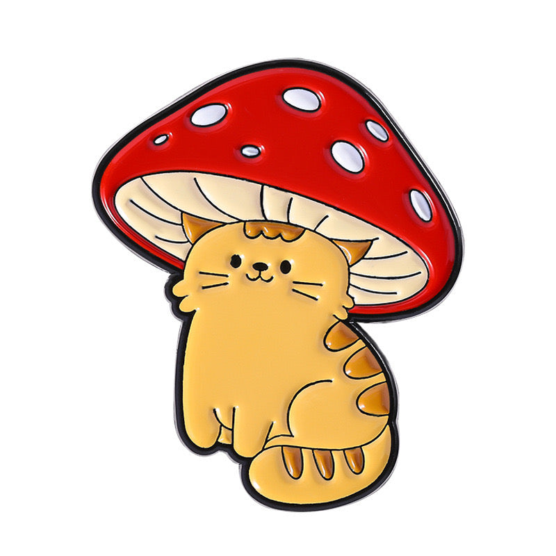 Pin's Broche Email | Canard ou Chat Chapeau Champignon | Mignon | Kawaii | Fun | Humour
