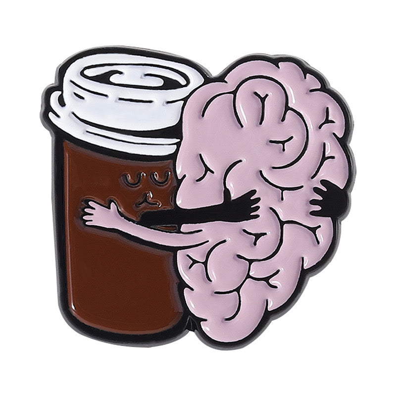 Pin's Broche Email | Amoureux de Café | Coffee | 100% Café | Mignon |Kawaii | Fun | Humour