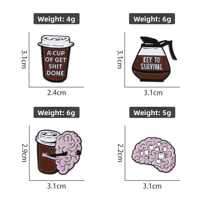 Pin's Broche Email | Amoureux de Café | Coffee | 100% Café | Mignon |Kawaii | Fun | Humour