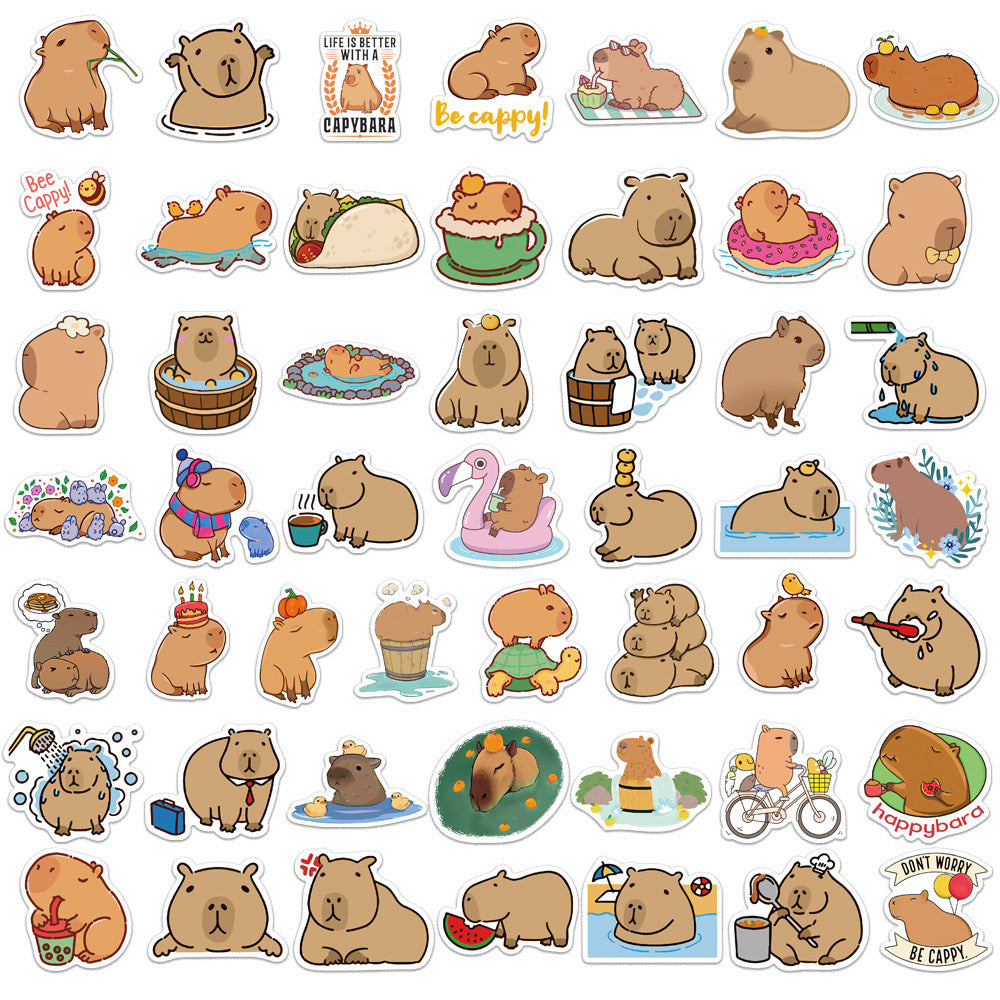 Lot de 10 Stickers | Autocollants | PVC Auto-Adhésif | Mignons Cappy | Kawaii