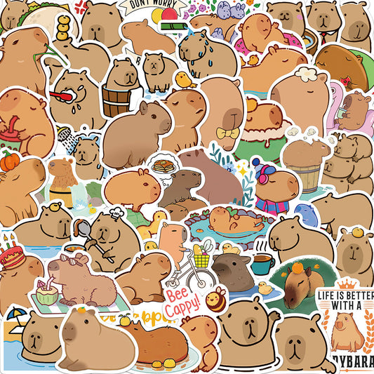 Lot de 10 Stickers | Autocollants | PVC Auto-Adhésif | Mignons Cappy | Kawaii