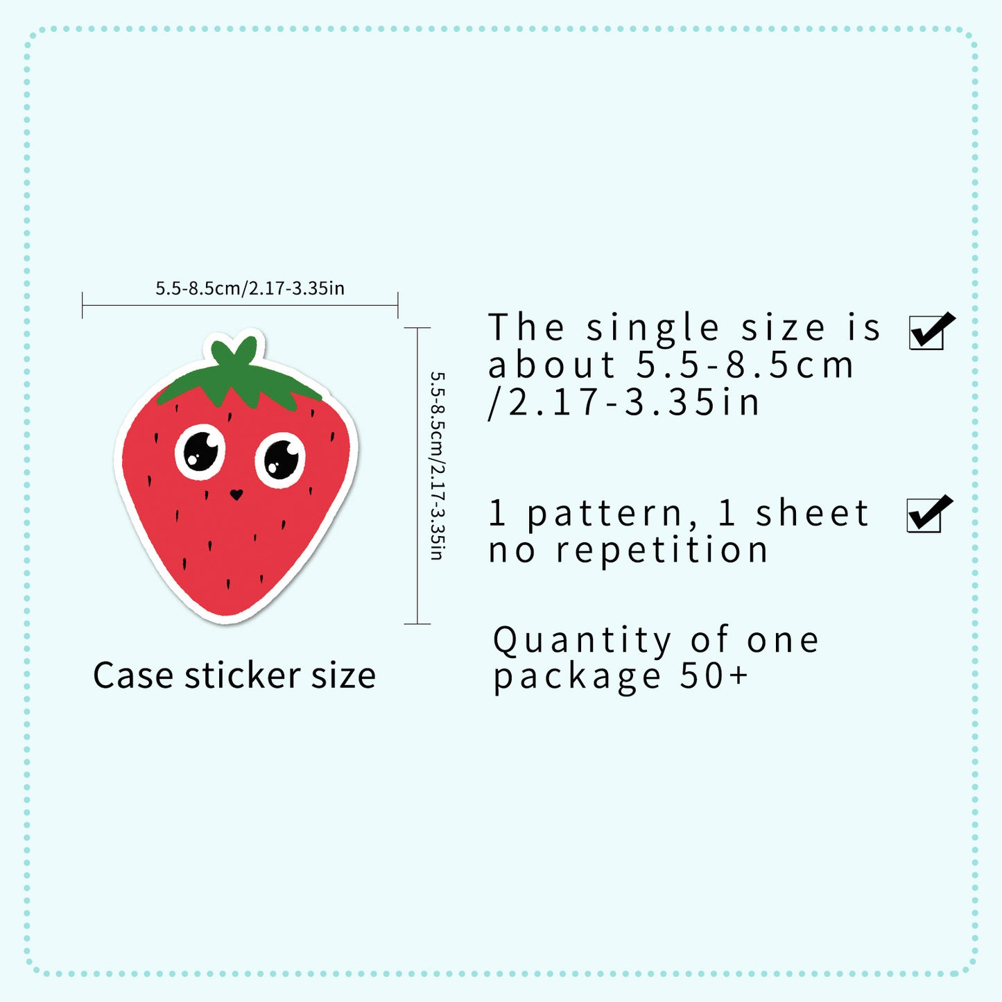 Lot de 10 Stickers | Autocollants | PVC Auto-Adhésif | Mignons Fraises | Kawaii