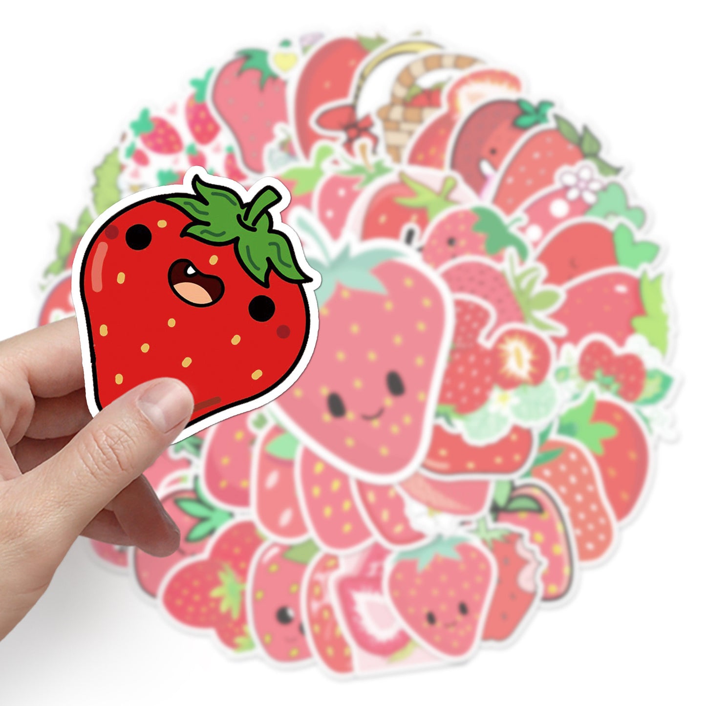 Lot de 10 Stickers | Autocollants | PVC Auto-Adhésif | Mignons Fraises | Kawaii