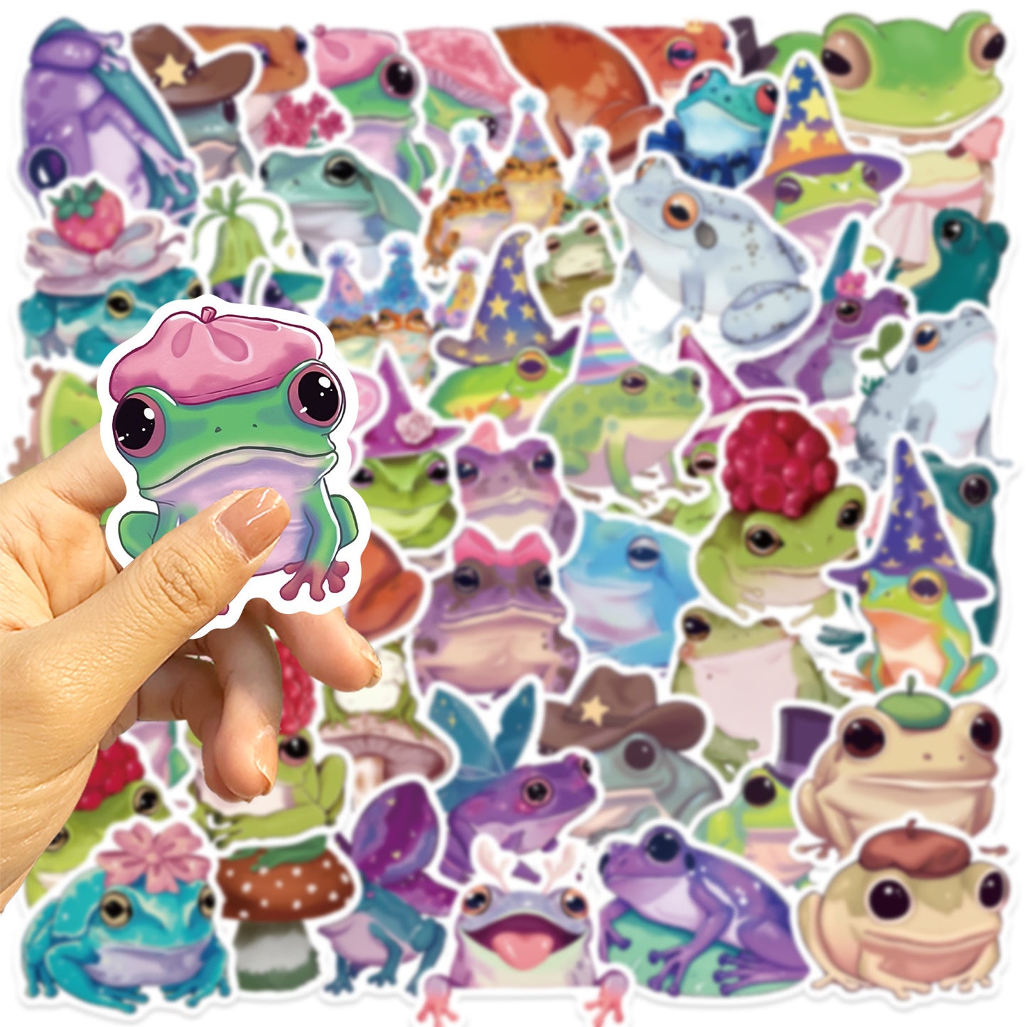 Lot de 10 Stickers | Autocollants | PVC Auto-Adhésif | Mignons Grenouilles | Kawaii