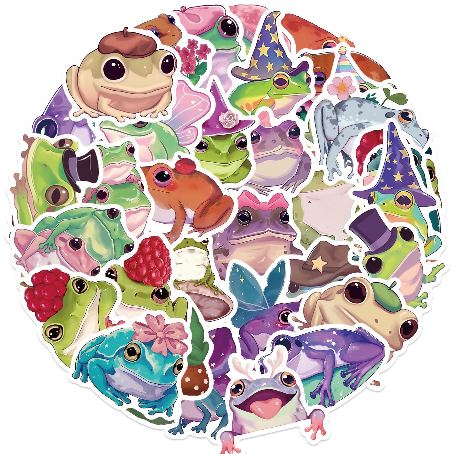 Lot de 10 Stickers | Autocollants | PVC Auto-Adhésif | Mignons Grenouilles | Kawaii