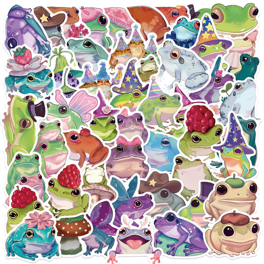 Lot de 10 Stickers | Autocollants | PVC Auto-Adhésif | Mignons Grenouilles | Kawaii