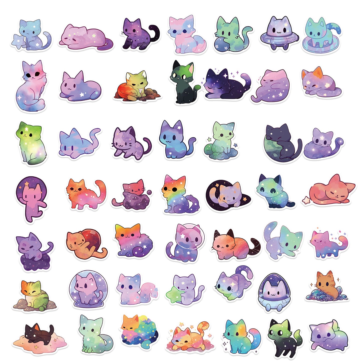 Lot de 10 Stickers | Autocollants | PVC Auto-Adhésif | Mignons Chat | Kawaii