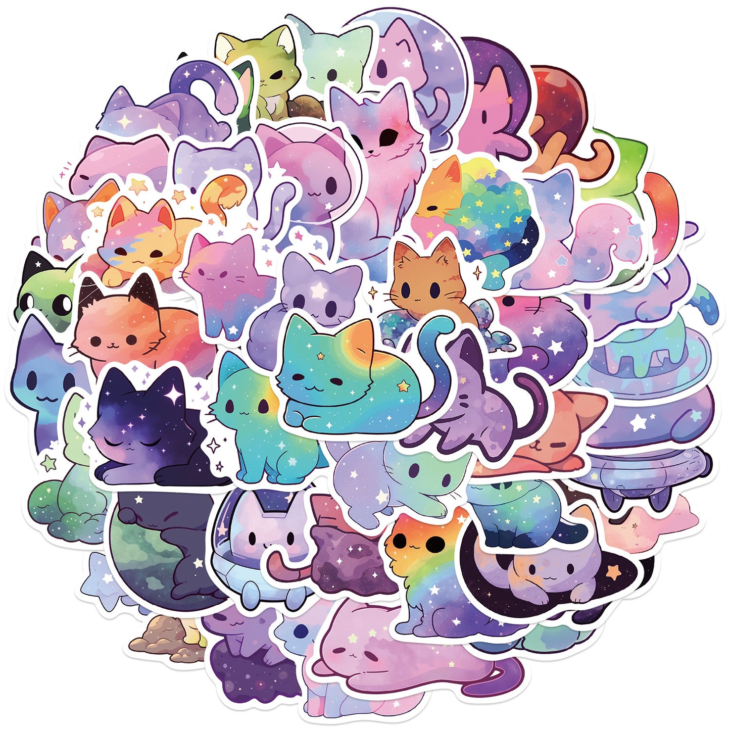 Lot de 10 Stickers | Autocollants | PVC Auto-Adhésif | Mignons Chat | Kawaii