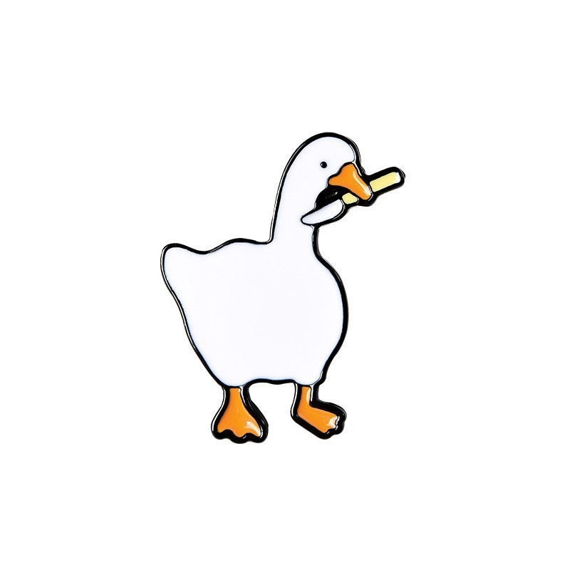 Lot de 2 Pin's Broche Email | Canard Couteau Tartine | Mignon | Kawaii | Fun | Humour A partager