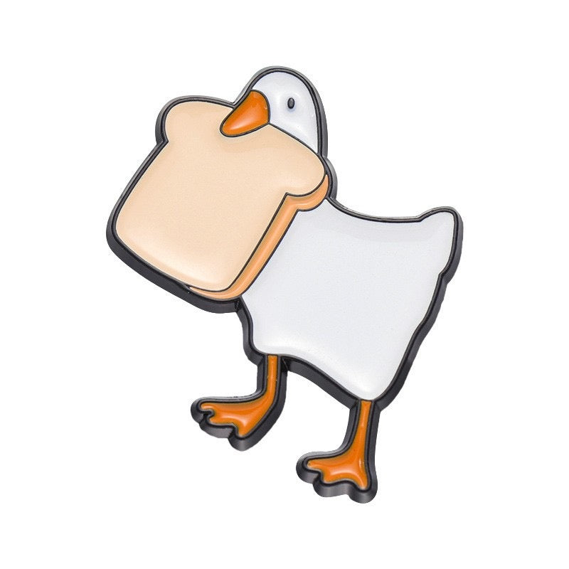 Lot de 2 Pin's Broche Email | Canard Couteau Tartine | Mignon | Kawaii | Fun | Humour A partager