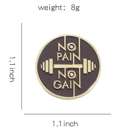 Pin's Broche Email | No Pain No Gain | Musculation | Kawaii | Fun | Humour Mignon