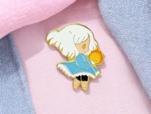 Email Brooch Pin | Moving Castle | Calcifer | Sophie Hatter | Kawaii | Cute