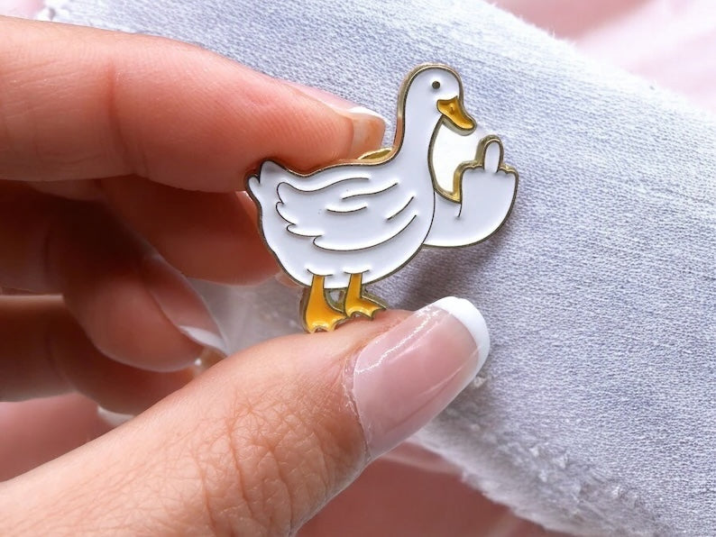 Email Brooch Pin | Animals Middle finger | Fuck | Humor | Kawaii | Cute | Rabbit Chick Cat Duck