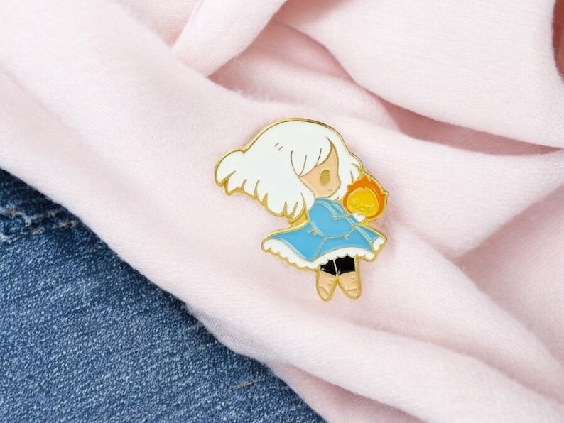 Pin's Broche Email | Chateau Ambulant | Calcifer | Sophie Hatter | Kawaii | Mignon