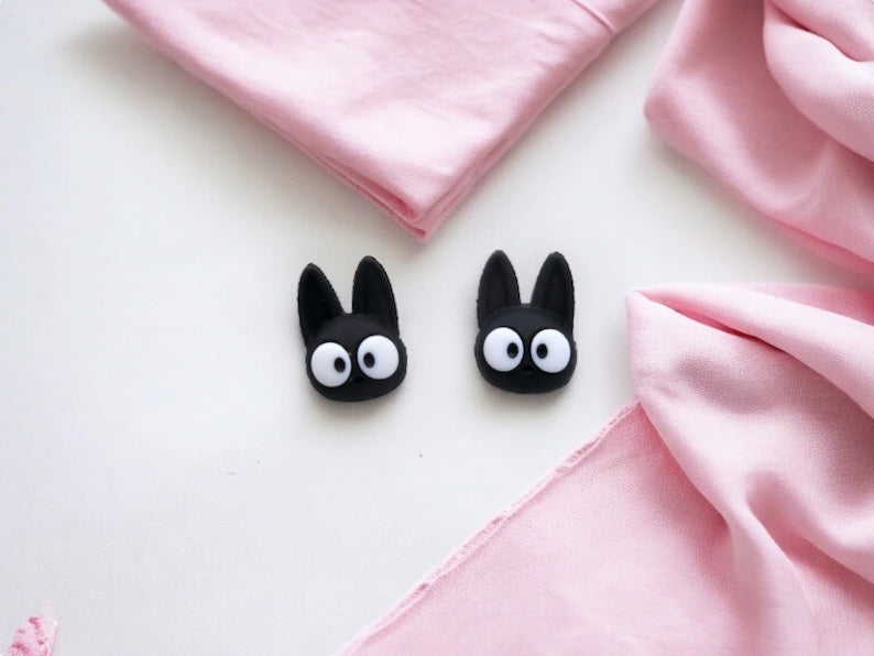 Earrings | Stud earrings | Kiki The Little Witch | Chat Noir Bakery | Jiji | Kawaii | Cute Cartoon