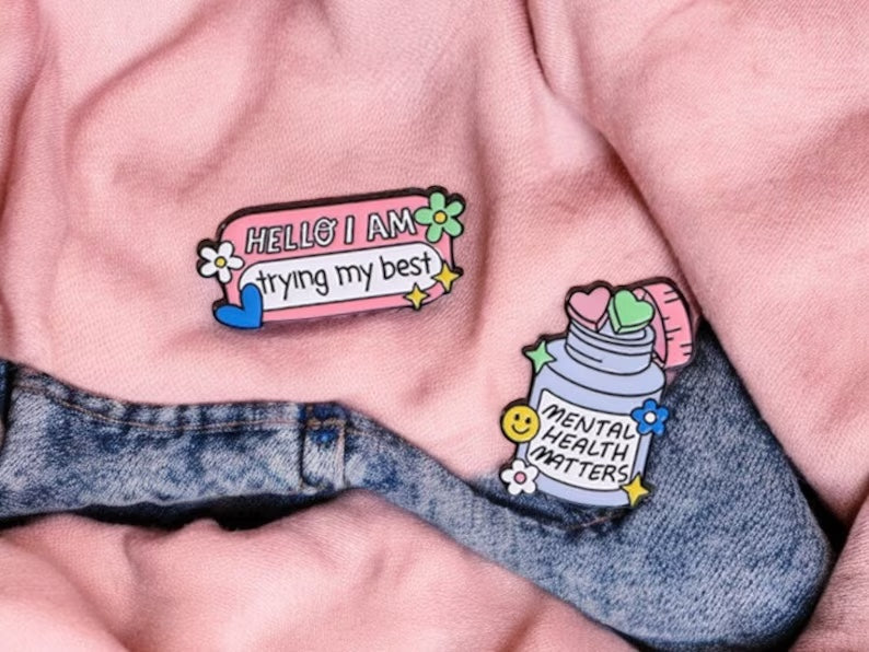 Pin's Broche Email | Mental Health Matters | Santé Mental | Humour | Kawaii | Mignon