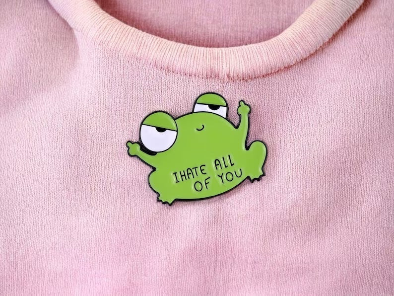 Pin's Broche Email | I Hate all Of You | Je vous déteste tous | Grenouille | Kawaii | Fun | Humour