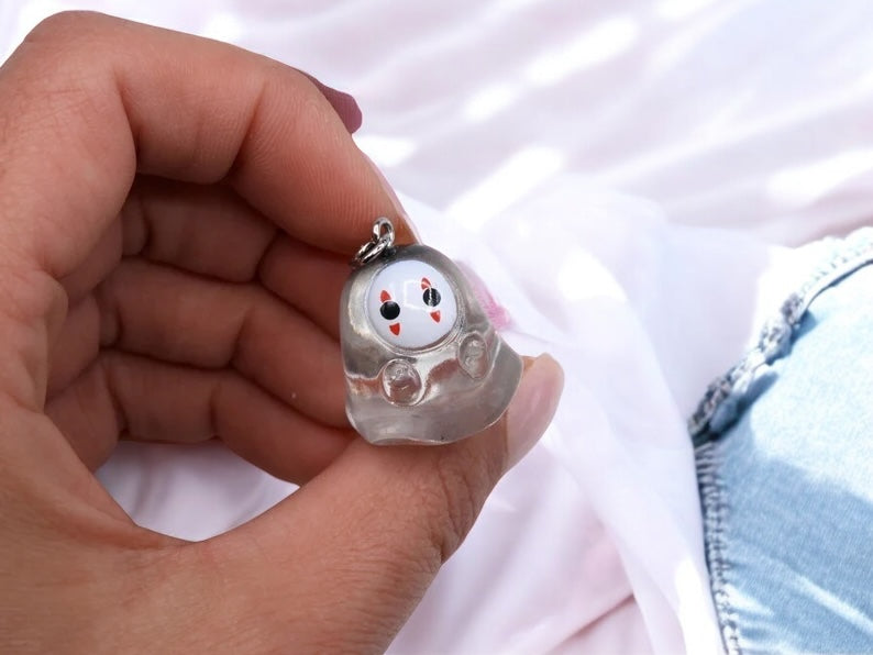 Pendentif Résine Verre Transparent |  Totoro Homme sans Visage | Chihiro | Mon Voisin Totoro | Kawaii | Mignon