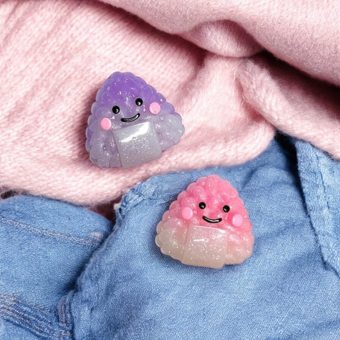 Resin Brooch Pin | Colors rice ball onigiri | Sushi | Kawaii