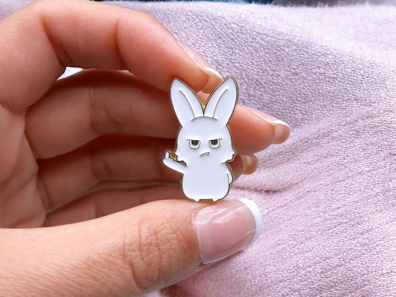 Email Brooch Pin | Animals Middle finger | Fuck | Humor | Kawaii | Cute | Rabbit Chick Cat Duck