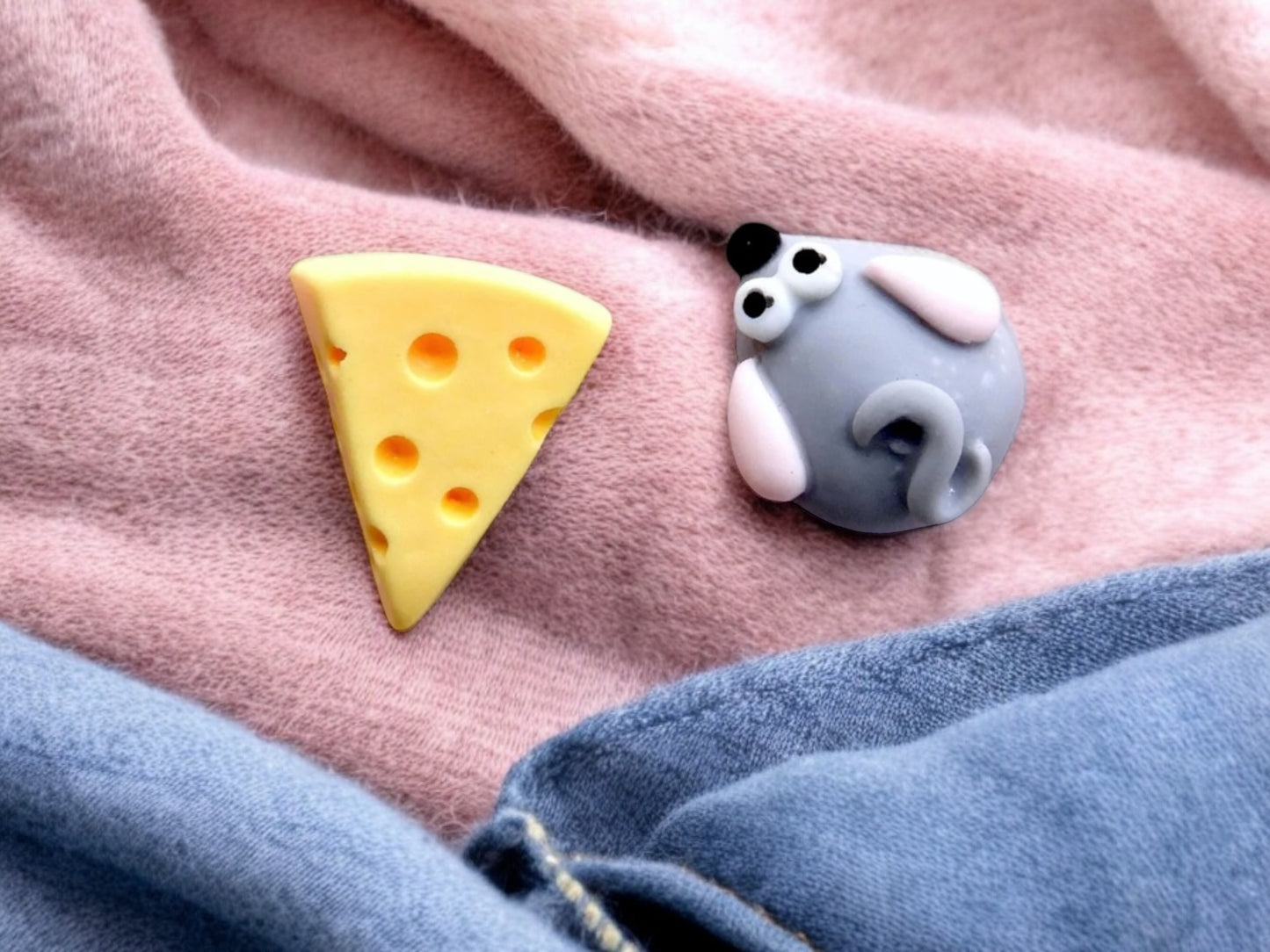 Boucles d'oreilles | Souris et Fromage | Duo Rigolo | Kawaii Mignon