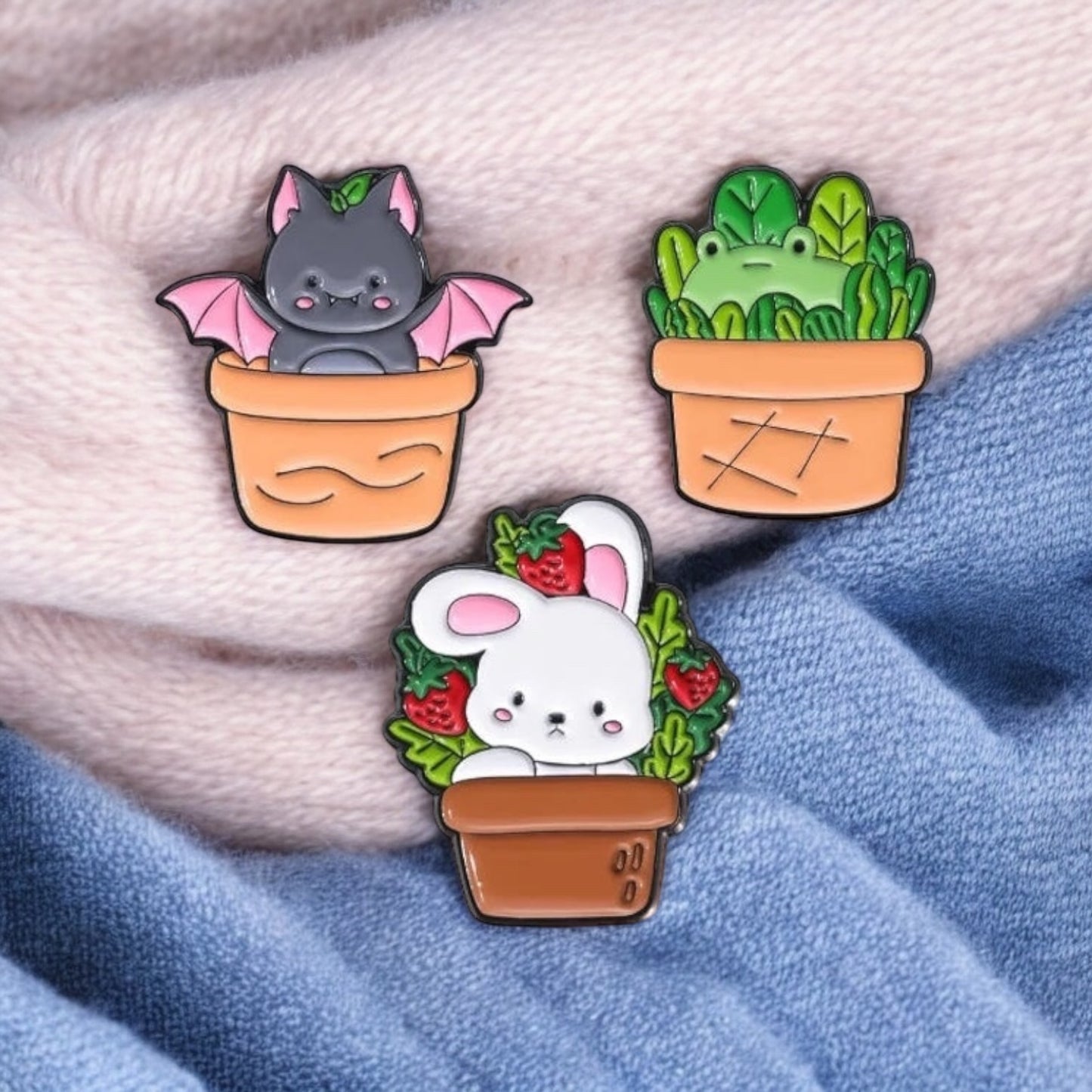 E-Mail-Brosche | Niedlicher Kaktus-Fledermaus-Kaninchen-Frosch | Kawaii | Lustiger Humor-Kakteen-Blumentopf