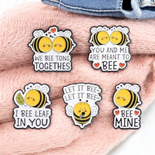 Email Brooch Pin | Cartoon Bee | Bee Mine Word Game, Let it Bee | Kawaii | Cute Humor Fun