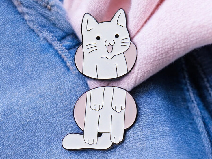 Lot de 2 Pin's Broche Email | A partager ou Non | Chat Coupé en 2 | BFF ou Couple | Kawaii | Mignon