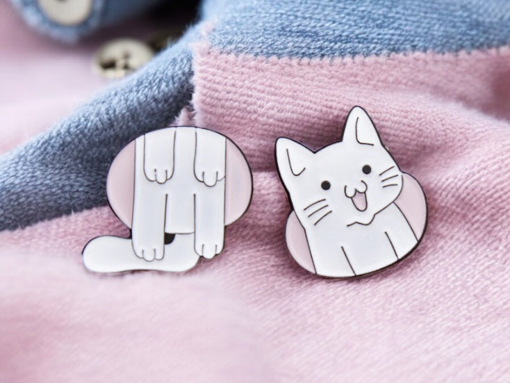 Lot de 2 Pin's Broche Email | A partager ou Non | Chat Coupé en 2 | BFF ou Couple | Kawaii | Mignon