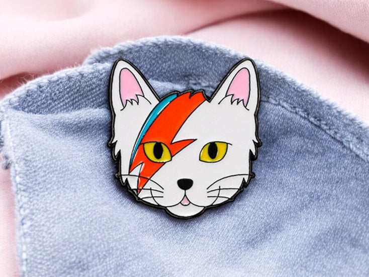 Pin's Broche Email | Chat Rock n Roll | Amoureux des Chats | Kawaii | Fun | Humour Mignon Chat Noir ou Blanc Hard Rock