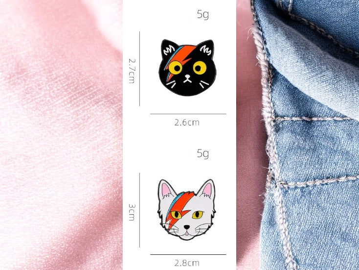 Pin's Broche Email | Chat Rock n Roll | Amoureux des Chats | Kawaii | Fun | Humour Mignon Chat Noir ou Blanc Hard Rock