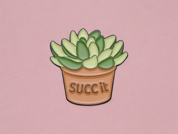 Pin's Broche Email | Mignon Cactus Kawaii Succ It ou You Succ | Kawaii | Fun Humour Pot de Fleur Cactés