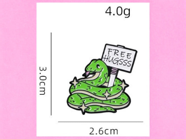 Pin's Broche Email | Serpent Magique Free Hugs | Potion Magique | Sérum d'amoureux | Sorcier | Kawaii