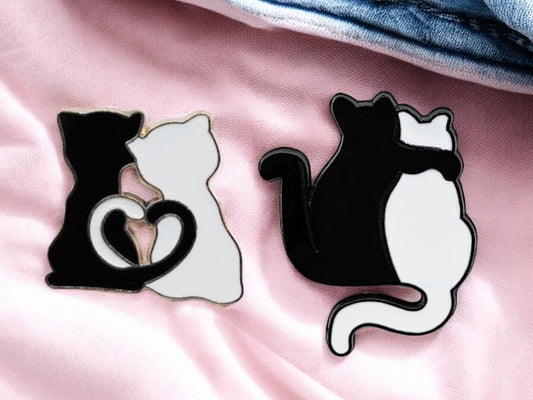 Email Brooch Pin | Heart Cuddle Dog and Cat | XoXo | Cute Cute | Humor Fun Animal Lover | Kawaii