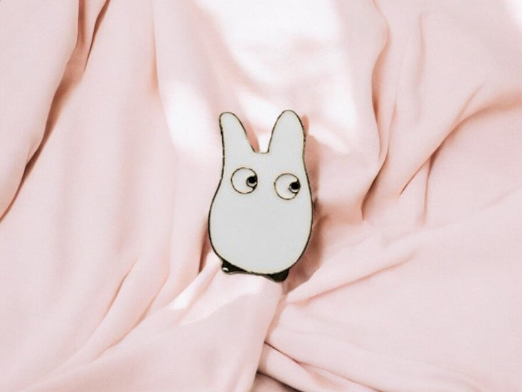 Lot de 2 Pin's Broche Email | Totoro | Noiraudes | Blanc Bleu | Kawaii | Mignon