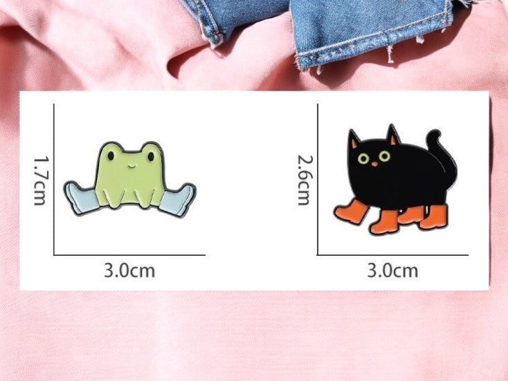 Pin's Broche Email | Mignon Bottes | Grenouille Canard Chat Abeille | Kawaii | Fun | Mignon Dessin Animé