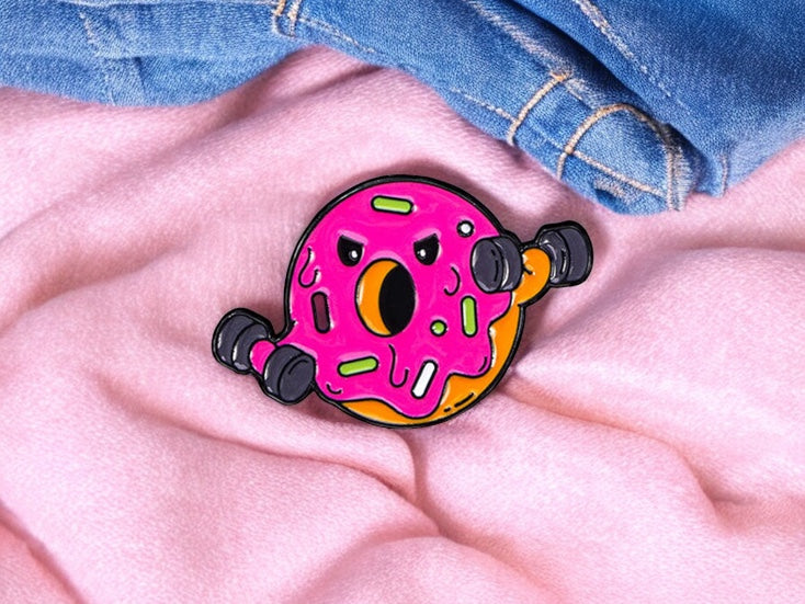 Pin's Broche Email | Glace Hamburger ou Donut | Culturiste Musculation | Kawaii | Fun | Humour